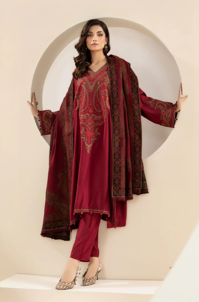 Maria B - Lawn 3PC Unstitched Embroidered Shirt with Embroidered Chiffon Dupatta - ES1235