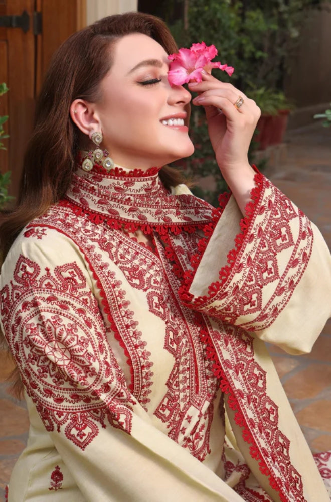 Aneela's - 3PC Unstitched Dhanak Embroidered Shirt With Dhanak Embroidered Shawl and Trouser - ES 1817