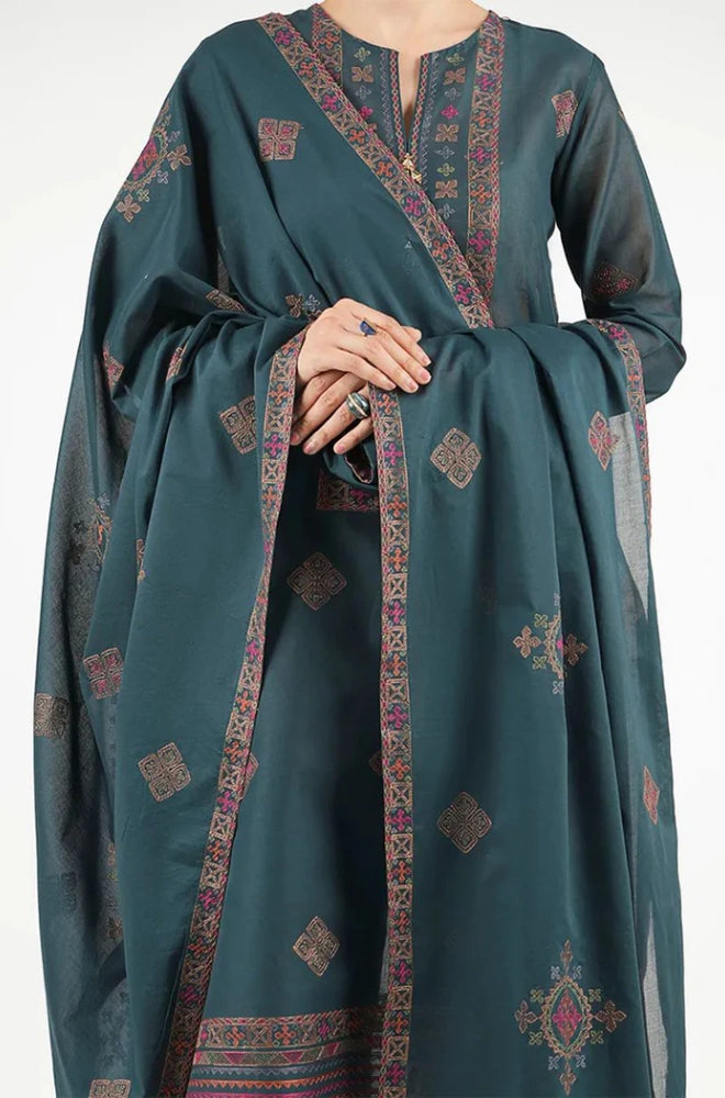 Bareeze - 3PC Unstitched Dhanak Embroidered Shirt With Dhanak Embroidered Shawl and Trouser - ES 1792