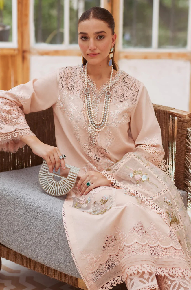 Crimson - 3PC Unstitched Lawn Embroidered Shirt with Printed Chiffon Embroidered Dupatta - ES 2166