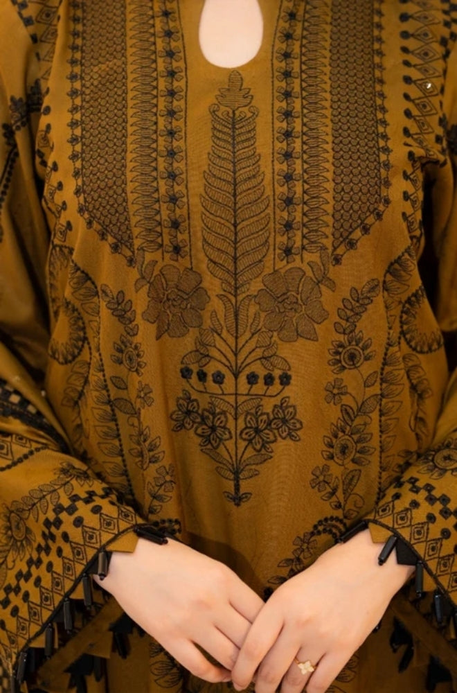 Libaas - Lawn 3PC Unstitched Embroidered Shirt with Embroidered Chiffon Dupatta - ES1233