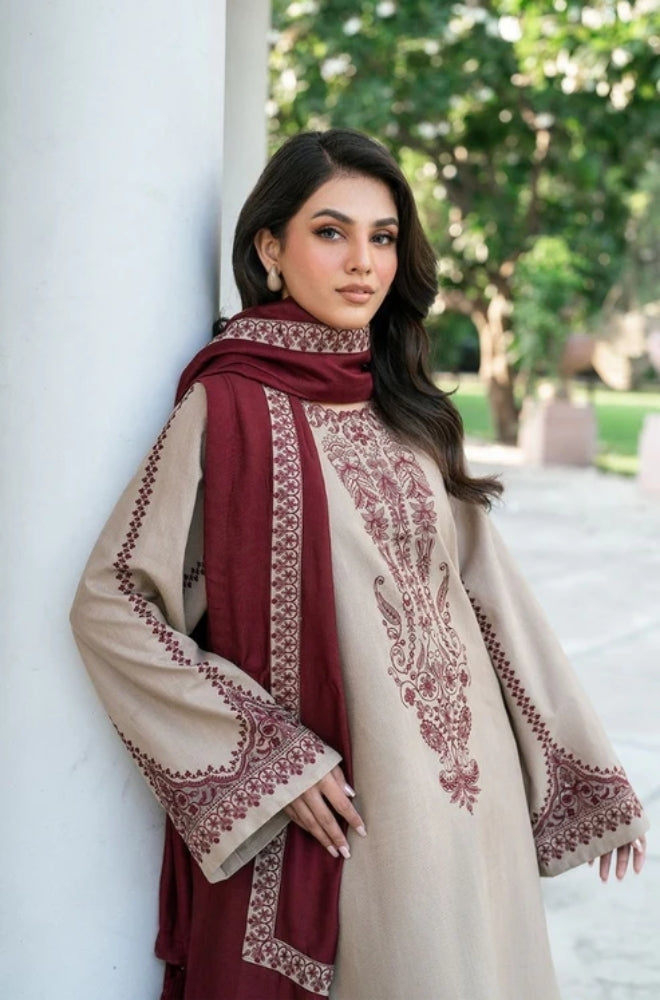 Baroque - Lawn 3PC Unstitched Embroidered Shirt with Embroidered Chiffon Dupatta - ES1238
