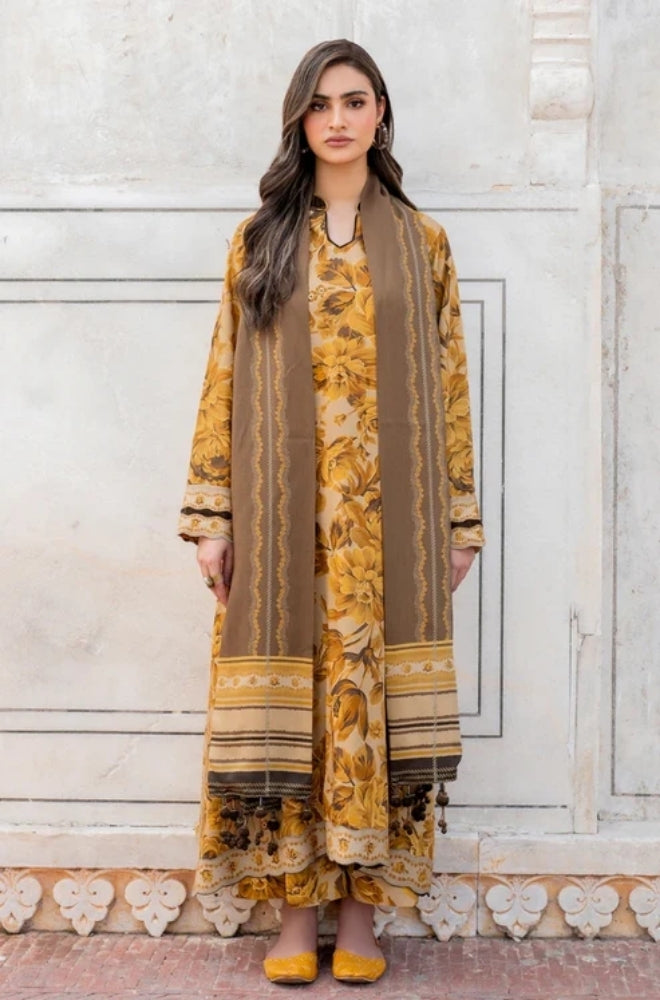 Baroque - 3PC Unstitched Printed Karandi Shirt with Printed Karandi Dupatta and Same Printed Trouser - ES1169