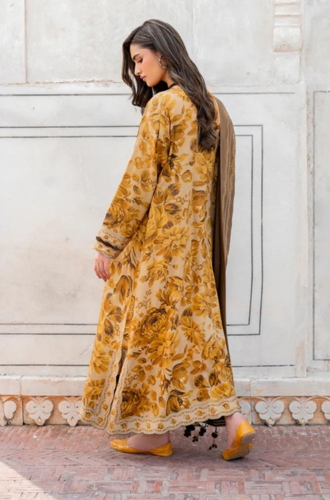 Baroque - 3PC Unstitched Printed Karandi Shirt with Printed Karandi Dupatta and Same Printed Trouser - ES1169