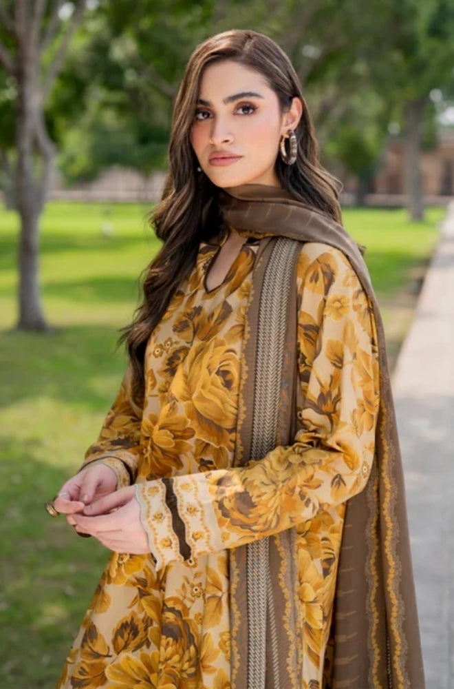 Baroque - 3PC Unstitched Printed Karandi Shirt with Printed Karandi Dupatta and Same Printed Trouser - ES1169