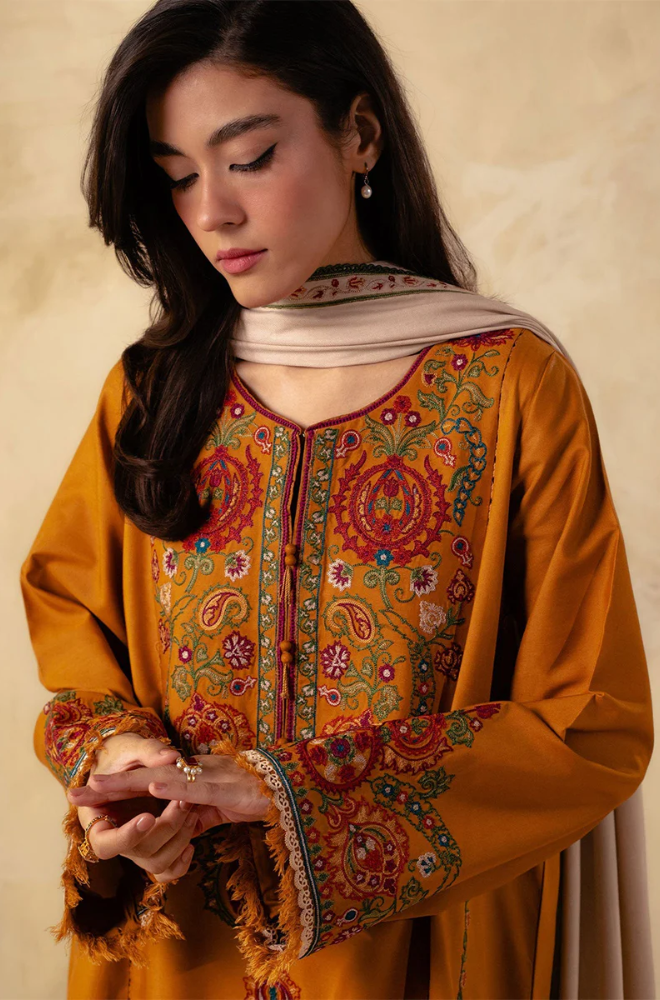 ZARA SHAHJAHAN - 3PC DHANAK EMBROIDERED-ES0009