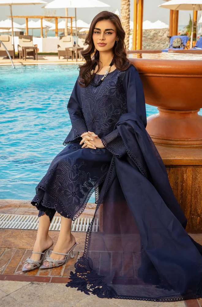 Rang Rasiya - 3PC Lawn Embroidered Shirt with Embroidered Khadi Net Dupatta-ES1303
