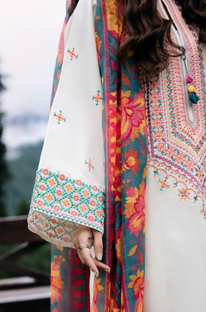 Sapphire - Lawn 3PC Unstitched Embroidered Shirt with Printed Cotton Net Dupatta - ES1242