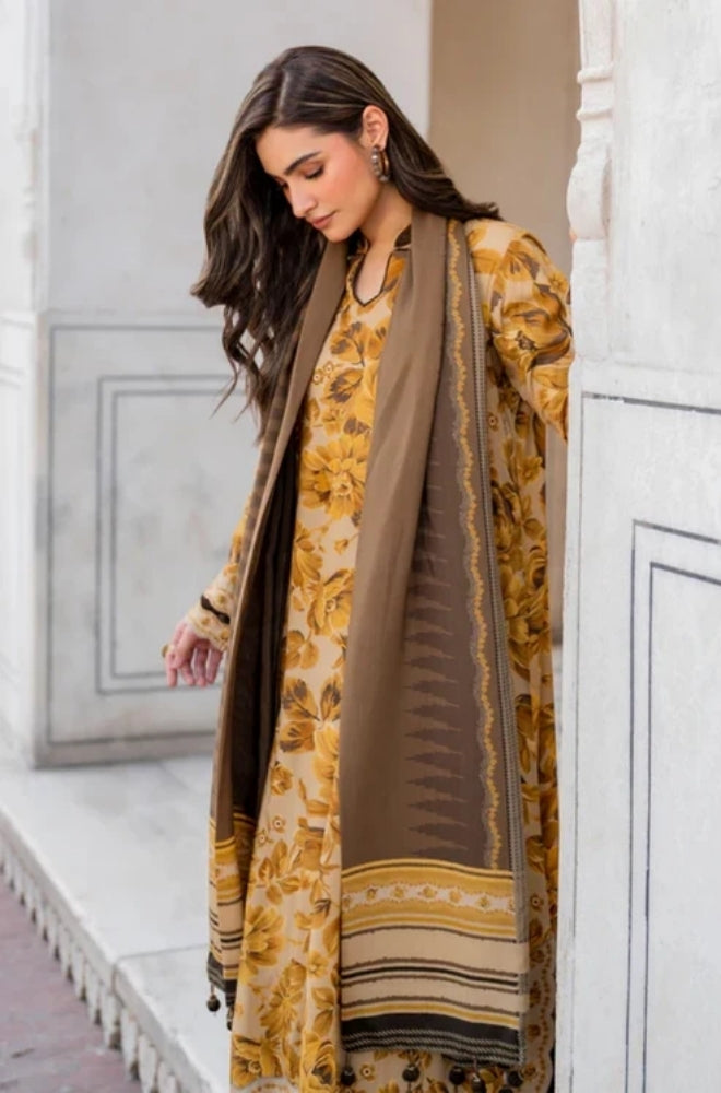 Baroque - 3PC Unstitched Printed Karandi Shirt with Printed Karandi Dupatta and Same Printed Trouser - ES1169
