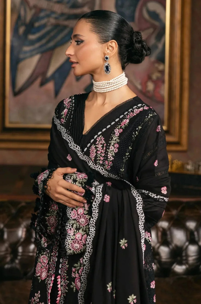 ELAF - 3PC Unstitched Lawn Embroidered Shirt with Embroidered Slub Net Dupatta - ES 2178