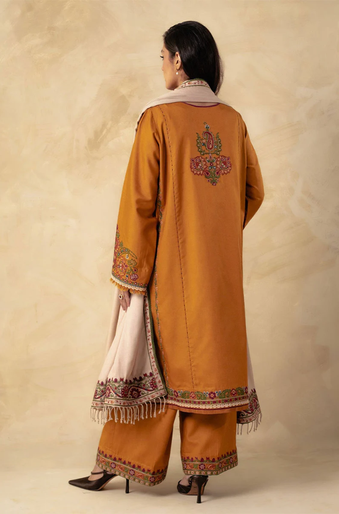 ZARA SHAHJAHAN - 3PC DHANAK EMBROIDERED-ES0009