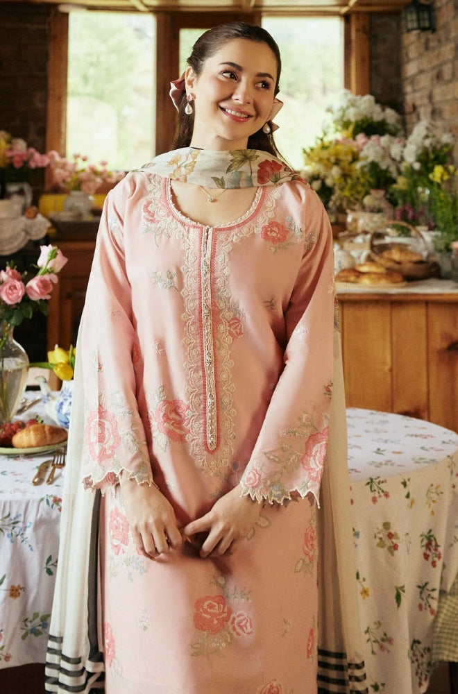 Zara Shah Jahan - 3PC Unstiched Lawn Embroidered Shirt With Slub Net Dupatta - ES1053
