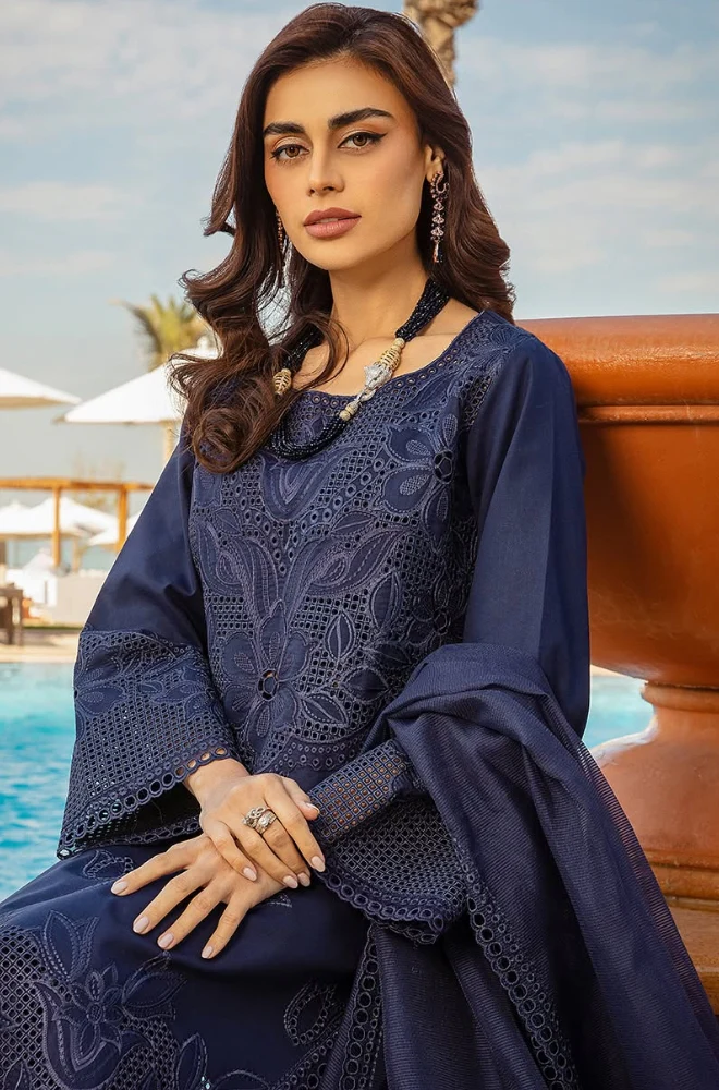 Rang Rasiya - 3PC Lawn Embroidered Shirt with Embroidered Khadi Net Dupatta-ES1303