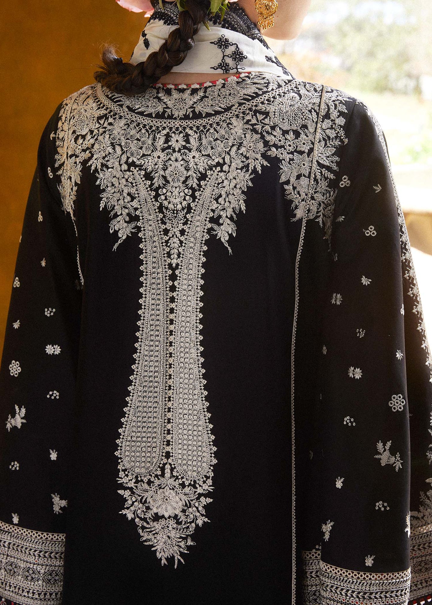 Hussain Rehar - 3PC Unstitched Lawn Embroidered Shirt with Embroidered Slub Net Dupatta - ES1133