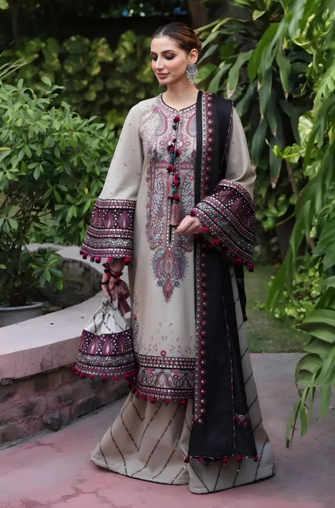 Jazmin - 3PC Unstitched Lawn Heavy Embroidered Shirt with Embroidered Chiffon Dupatta - ES 1116