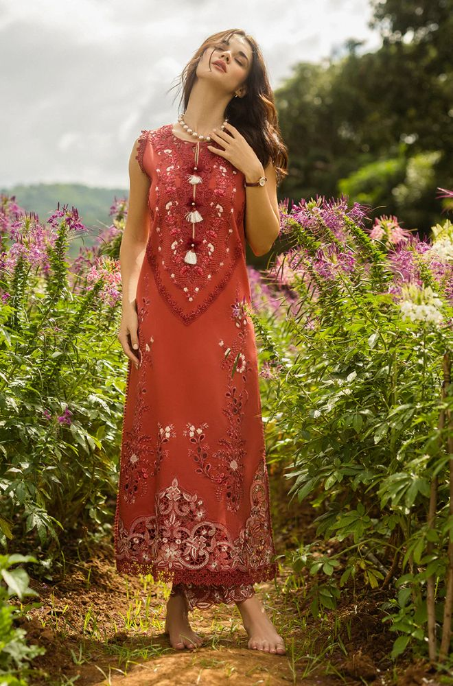 Mushq - 3PC Lawn Embroidered Shirt with Printed Silk Dupatta (Unstitched) - ES-1411