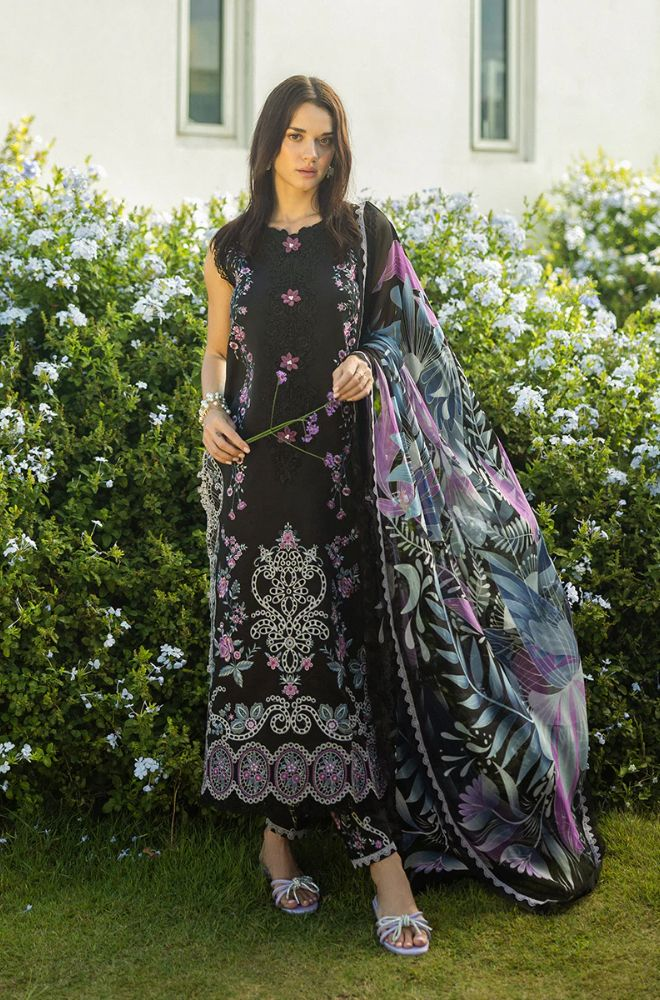 Mushq - 3PC Lawn Embroidered Shirt with Printed Silk Dupatta (Unstitched) - ES-1412