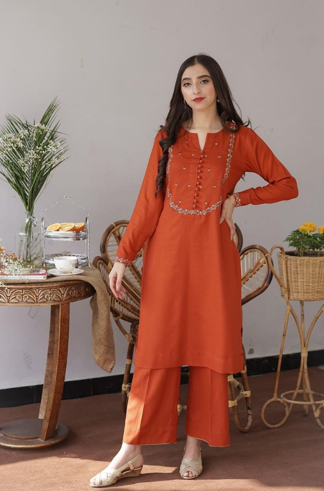 Aisling - 3PC Unstitched Dhanak Embroidered Shirt with Dhanak Shawl and Trouser - ES1196