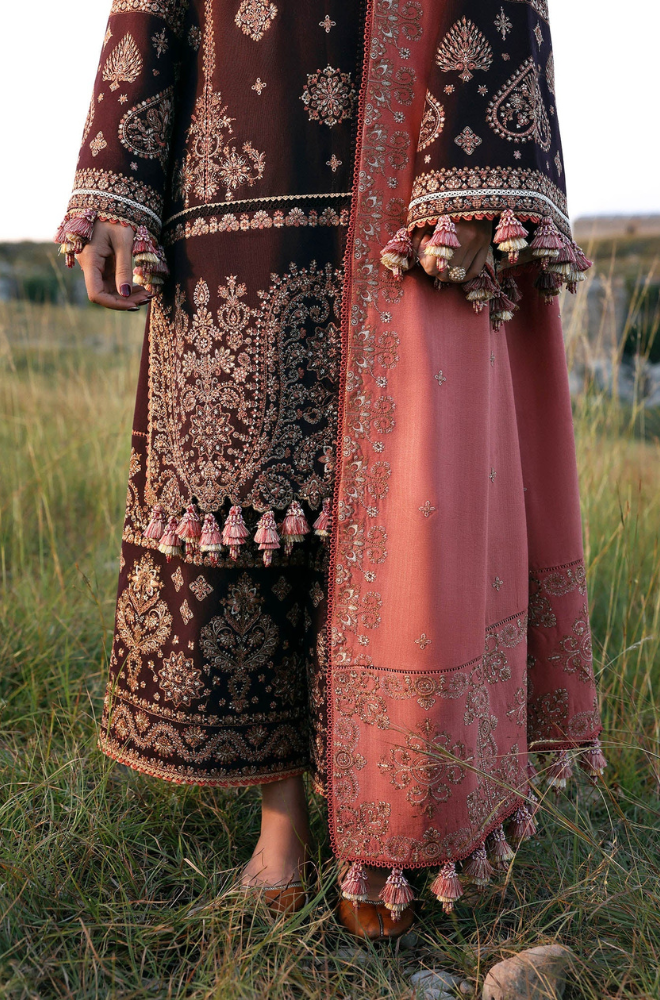 HUSSAIN REHAR - 3PC Unstitched Lawn Embroidered Shirt with Pure Cotton Net Embroidered Dupatta - ES 2200