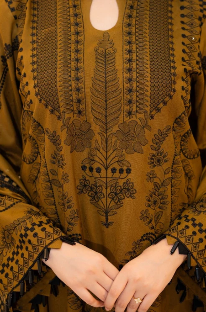Libaas - 3PC Unstitched Dhanak Embroidered Shirt with Dhanak Embroidered Dupatta ES-1226