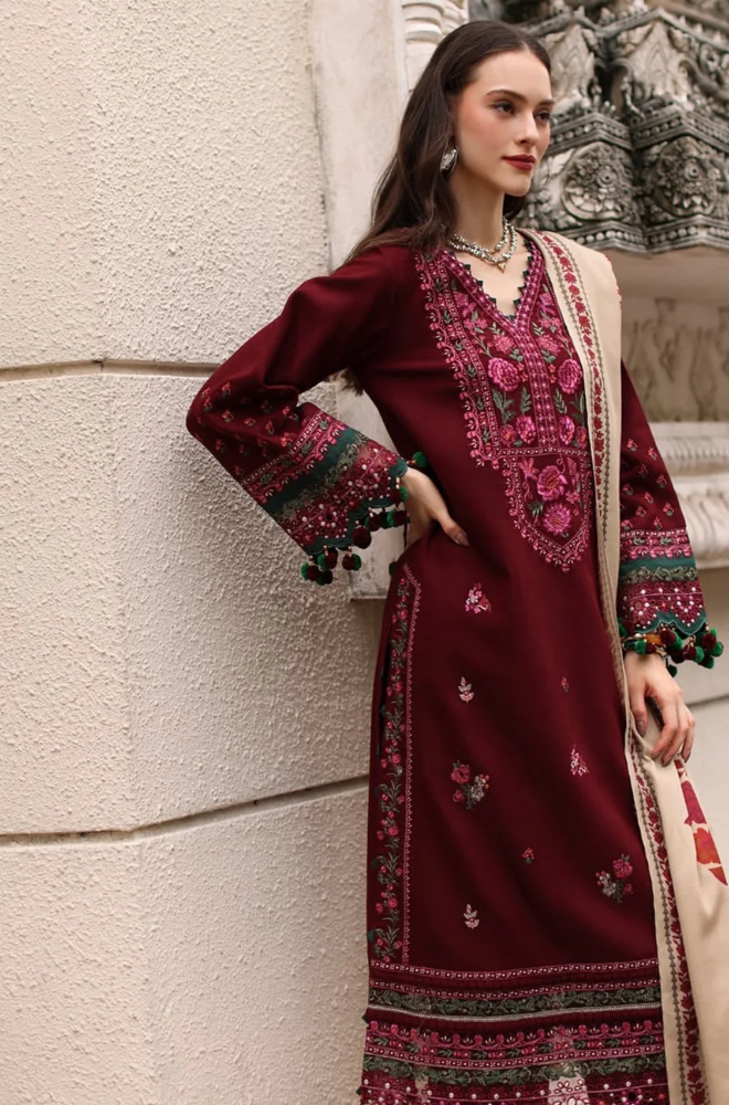 Charizma - 3PC Unstitched Dhanak Embroidered Shirt with Pashmina Printed Dupatta and Trouser -ES 8003