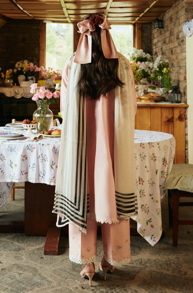 Zara Shah Jahan - 3PC Unstiched Lawn Embroidered Shirt With Slub Net Dupatta - ES1053