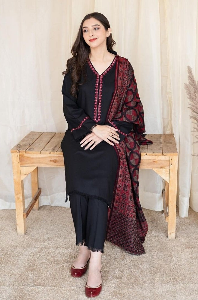 Aisling - 3PC Unstitched Dhanak Embroidered Shirt with Dhanak Shawl and Trouser - ES 1192