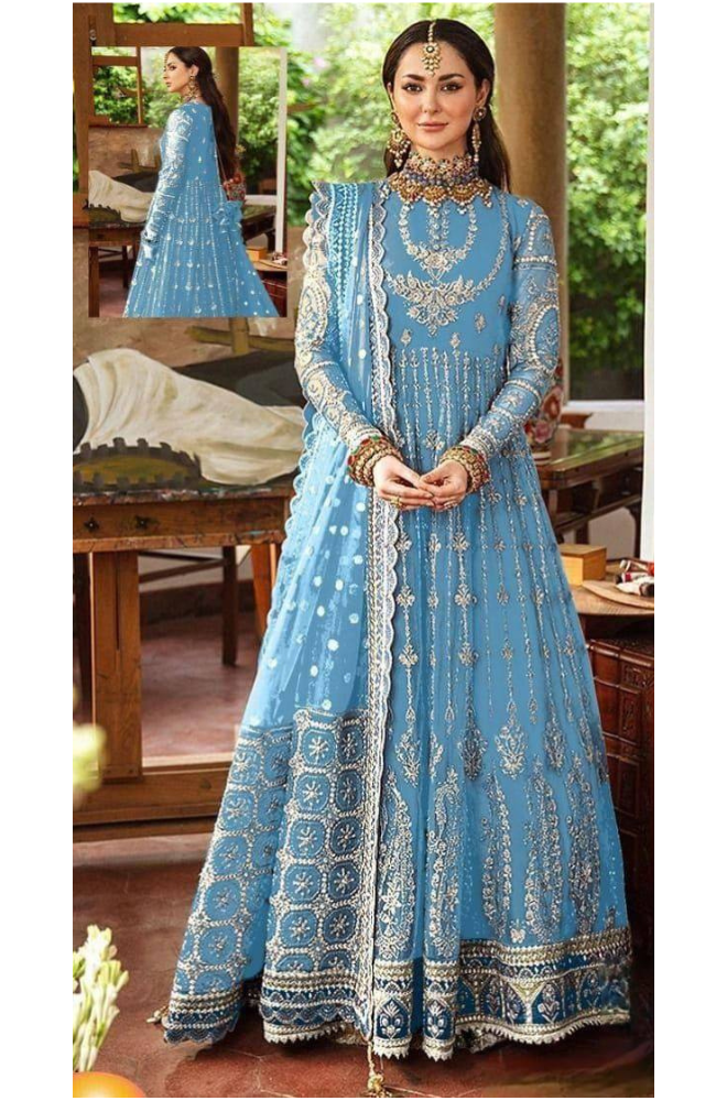 Afrozeh - Unstitched Net Handwork Embroidered Maxi Wedding Collection - ES 2029