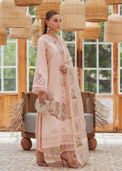 Crimson - 3PC Unstitched Lawn Embroidered Shirt with Printed Embroidered Slub Net Dupatta - ES 2166