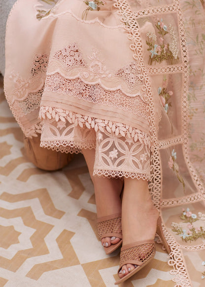 Crimson - 3PC Unstitched Lawn Embroidered Shirt with Printed Embroidered Slub Net Dupatta - ES 2166