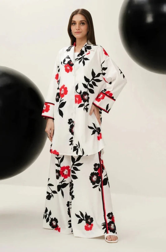 Lulusar - 2PC Unstitched Shamooz Silk Printed Shirt and Trouser - ES1108