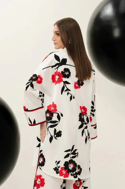 Lulusar - 2PC Unstitched Shamooz Silk Printed Shirt and Trouser - ES1108