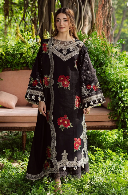 PARISHAY - 3PC Unstitched Lawn Embroidered Shirt with Embroidered Slub Net Dupatta - ES 2197