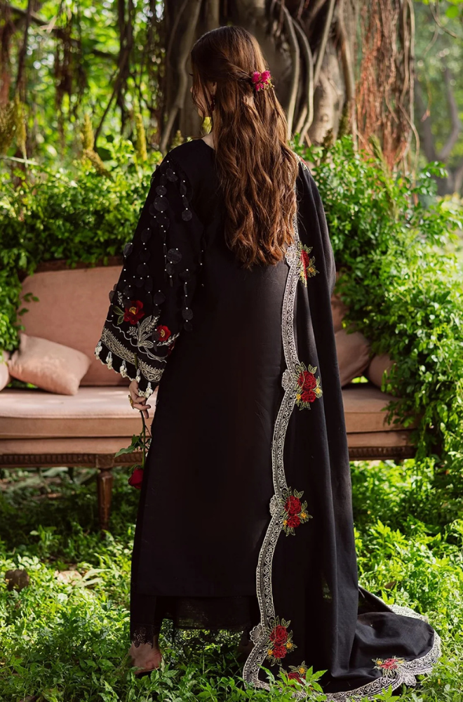 PARISHAY - 3PC Unstitched Lawn Embroidered Shirt with Embroidered Slub Net Dupatta - ES 2197