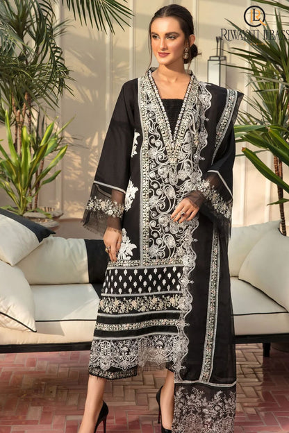 Crimson - 3PC Unstitched Lawn Embroidered Shirt with Embroidered Slub Net Dupatta and Trouser - ES 2225