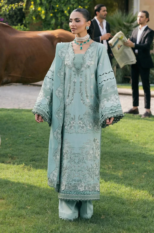 ELAF - 3PC Unstitched Lawn Embroidered Shirt with Embroidered Slub Net Dupatta - ES 2210