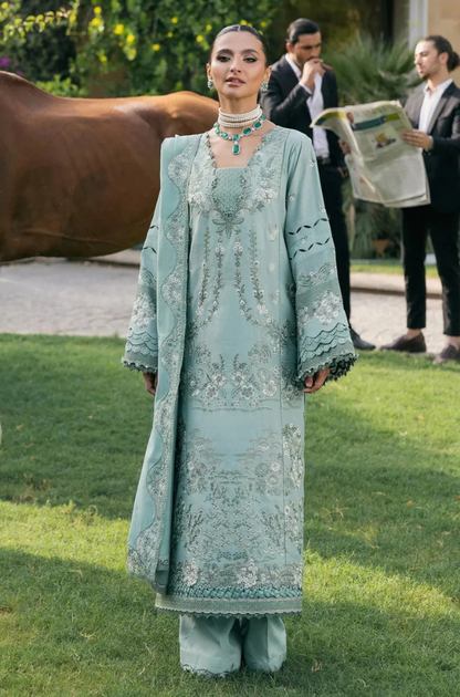 ELAF - 3PC Unstitched Lawn Embroidered Shirt with Embroidered Slub Net Dupatta - ES 2210