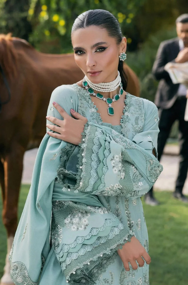 ELAF - 3PC Unstitched Lawn Embroidered Shirt with Embroidered Slub Net Dupatta - ES 2210