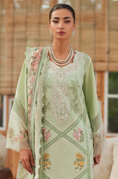 CRIMSON - 3PC Unstitched Lawn Embroidered Shirt with Embroidered Printed Dupatta - ES 2195