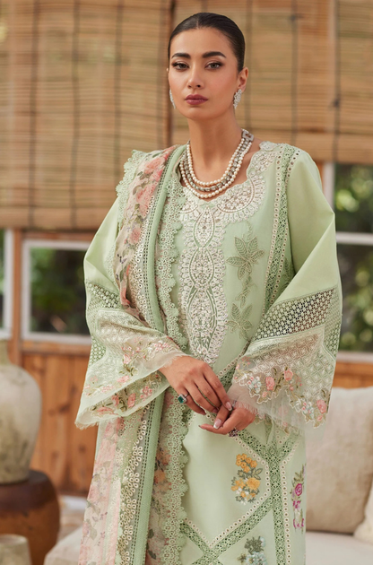 CRIMSON - 3PC Unstitched Lawn Embroidered Shirt with Embroidered Printed Dupatta - ES 2195