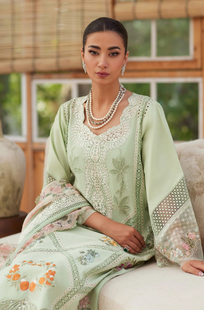 CRIMSON - 3PC Unstitched Lawn Embroidered Shirt with Embroidered Printed Dupatta - ES 2195