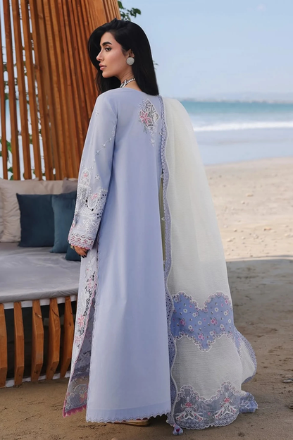 Qalamkar - 3PC Unstitched Lawn Embroidered Shirt with Embroidered Monar Dupatta and Trouser - ES 2233