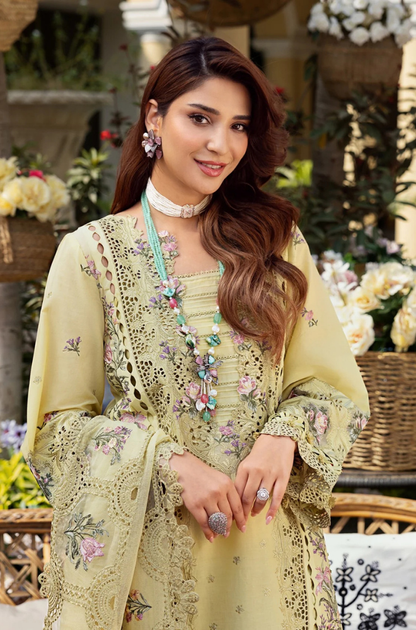 ELAF - 3PC Unstitched Lawn Embroidered Shirt with Embroidered Slub Net Dupatta - ES 2194