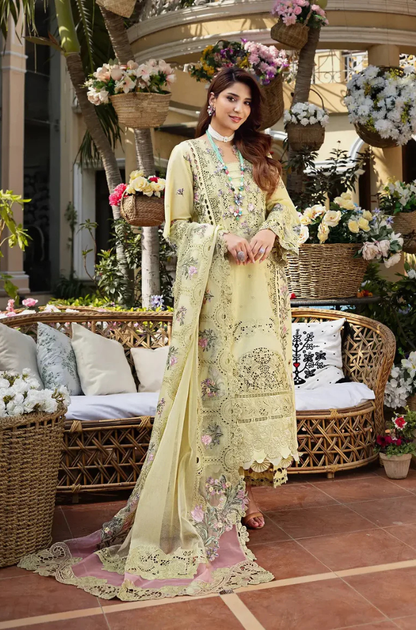 ELAF - 3PC Unstitched Lawn Embroidered Shirt with Embroidered Slub Net Dupatta - ES 2194