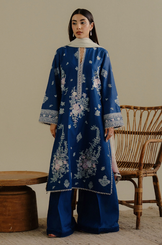 COCO-3PC Unstitched Lawn Embroidered Shirt with Printed Dupatta- ES 502