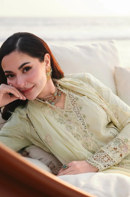 Qalamkar - 3PC Unstitched Lawn Embroidered Shirt with Embroidered Chiffon Dupatta and Trouser - ES 2217