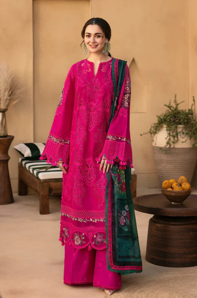 Saira Rizwan - 3PC Unstitched Lawn Embroidered Shirt with Embroidered Khadi Net Dupatta - ES 2161
