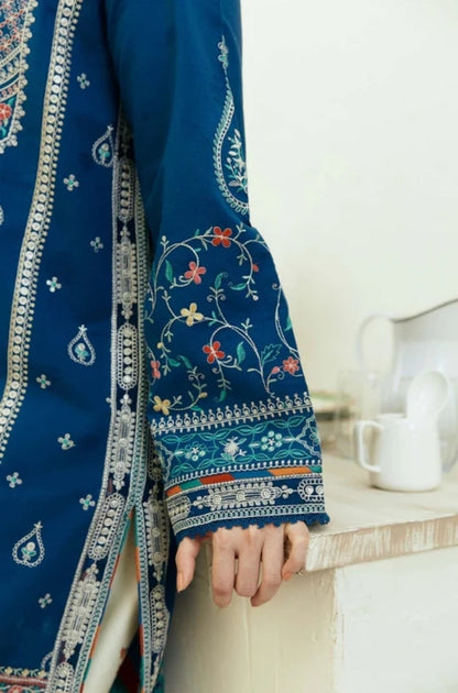 Zara Shah Jahan - 3PC Unstitched Dhanak Embroidered Shirt with Digital Printed  Shawl and Embroidered Trousers - ES1042