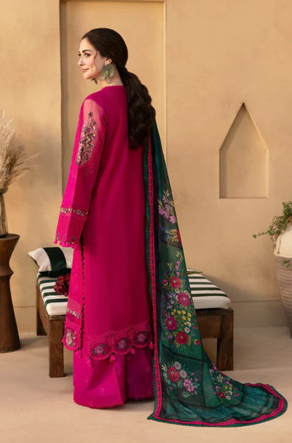 Saira Rizwan - 3PC Unstitched Lawn Embroidered Shirt with Embroidered Khadi Net Dupatta - ES 2161
