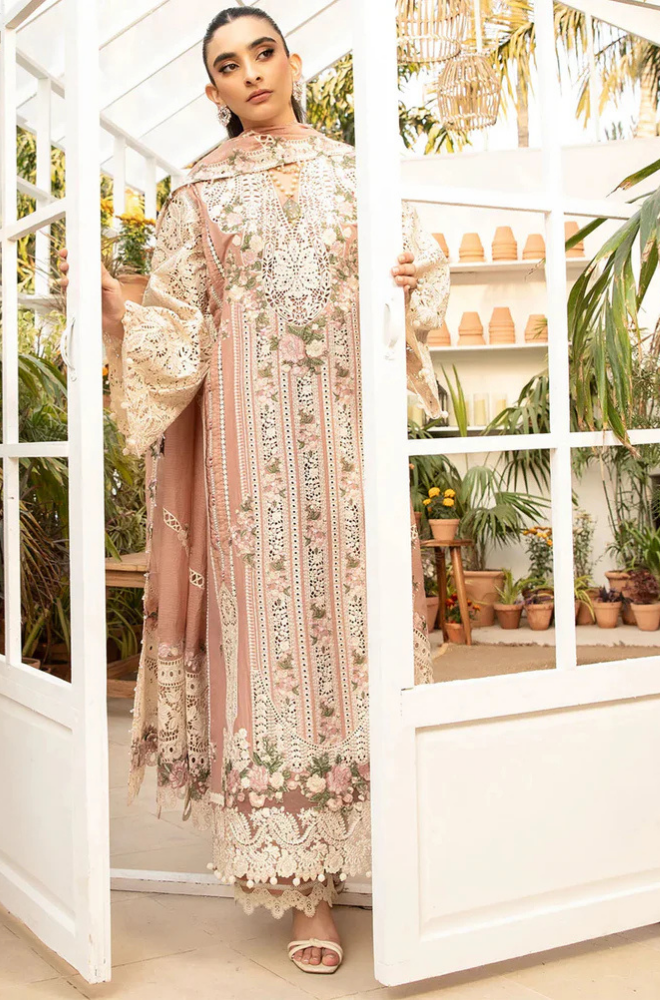ELAF - 3PC Unstitched Lawn Embroidered Shirt with Embroidered Slub Net Dupatta - ES 2213